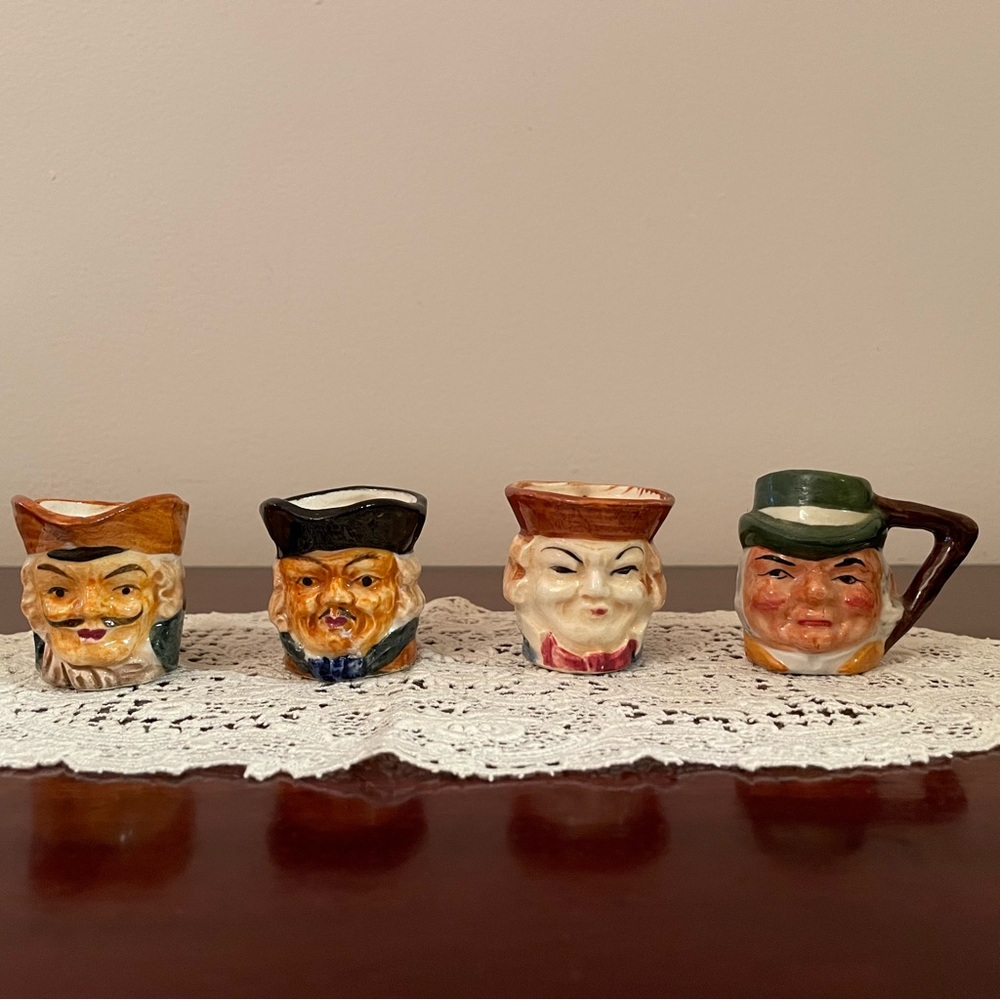 Vintage Ceramic Character Face Miniature Toby Jugs Mugs
